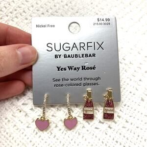 Earrings Yes Way Rose SUGARFIX by Baublebar Pink Gold Tone Rhinestone NEW